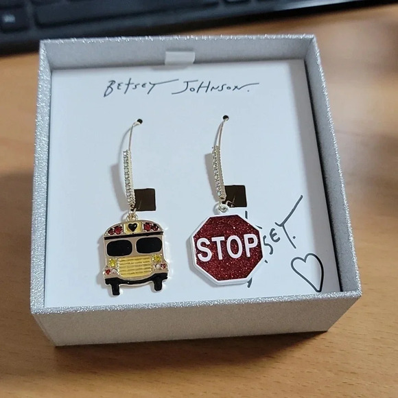 NWT Betsey Johnson School Bus Earrings - Picture 1 of 3